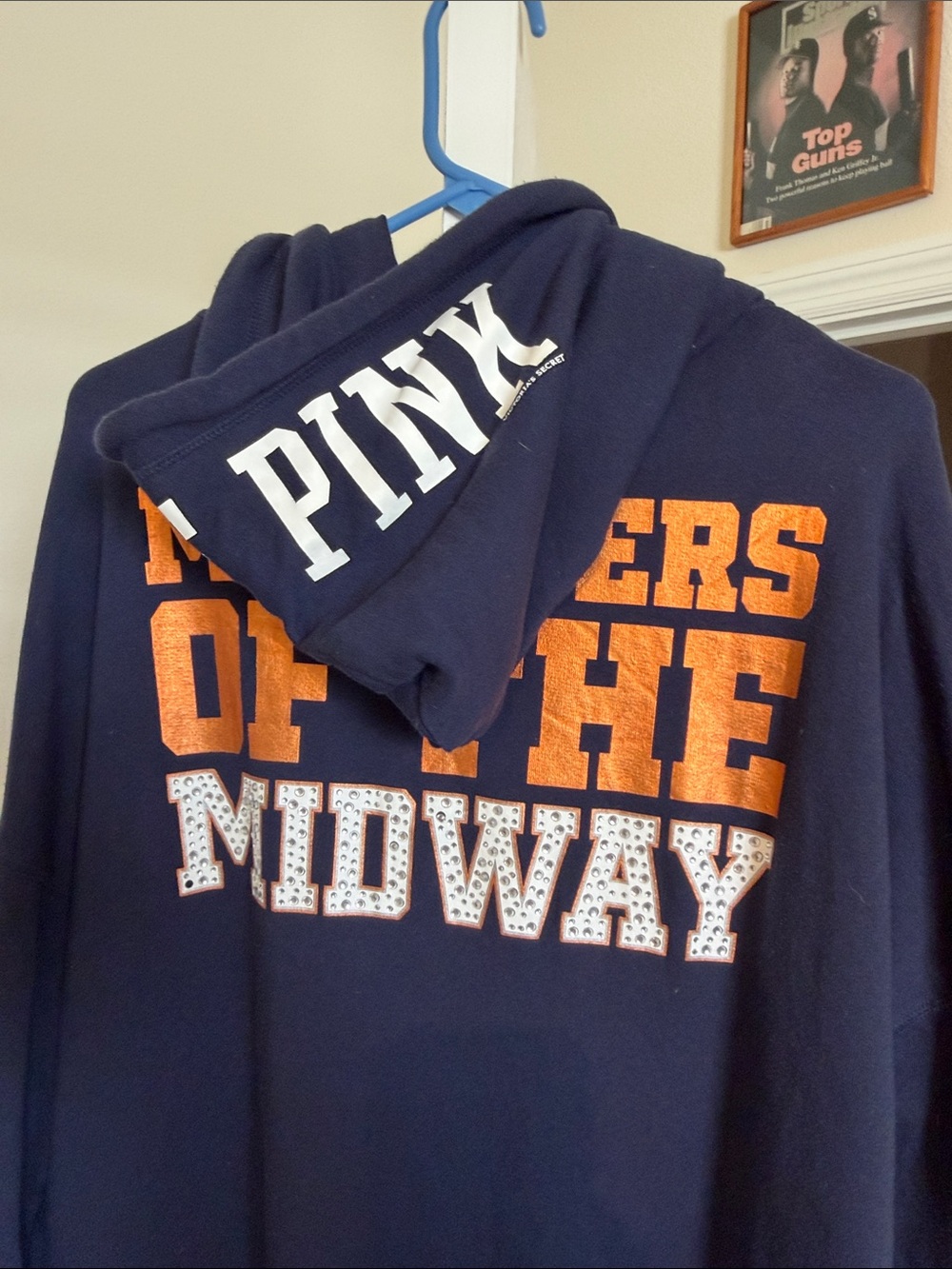 Chicago Bears x Victoria’s Secret PINK Navy Zip-Up Hoodie w/ rhinestones on back - Picture 5 of 7